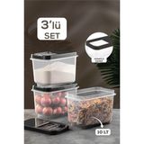 Meleni Home 3'lü Multibox 10 Lt Bakliyat Saklama Kabı - Kayar Kapaklı Erzak Saklama Kabı Un Kabı Antrasit