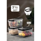 Meleni Home 3'lü Set Multibox 7,5 Lt Bakliyat Saklama Kabı - Kayar Kapaklı Erzak Saklama Kabı Un Kabı Antrasit