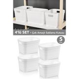 Meleni Home 4 Adet Dekoratif Piramit Saklama Kutusu - Dolap İçi Düzenleyici Çok Amaçlı Organizer 5 Litre Beyaz