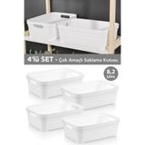 Meleni Home 4 Adet Dekoratif Piramit Saklama Kutusu - Dolap İçi Düzenleyici Çok Amaçlı Organizer 8,2 Litre Beyaz
