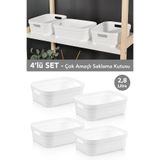 Meleni Home 4 Adet Dekoratif Piramit Saklama Kutusu - Dolap İçi Düzenleyici Organizer Kutu 2,8 Litre Beyaz