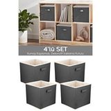 Meleni Home 4 Adet Dolap Içi Düzenleyici - Çamaşır Oyuncak Saklama Kutusu Sepet Organizer 30x30x30 Cm Gri