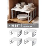 Meleni Home 4 Adet Dolap Içi Organizer Raf - Mutfak Banyo Deterjanlık Çok Amaçlı Tezgah Üstü Düzenleyici Beyaz - 30 x 30 cm