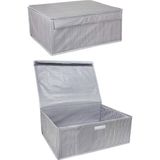 Meleni Home 4 Adet Kapaklı Çok Amaçlı Hurç Saklama Kutusu Organizer Baza 50 x 40 x 19 cm Gri