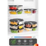 Meleni Home 4 Adet Yuvarlak 3 Bölmeli Saklama Kabı - Mikrodalga Uyumlu Organizer Derin Dondurucu Erzak Kabı - 700 ml - Gri
