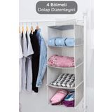 Meleni Home 4 Katlı Katlanabilir Asılabilir Bölmeli Dolap İçi Düzenleyici Organizer Bez Raf 24x29x64 cm