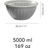 Meleni Home 4 Parça Rendeli Saklama Kabı - 5 Lt Büyük Boy Çok Amaçlı Kapaklı Çırpma Karıştırma Kabı Gri