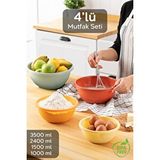 Meleni Home 4'li Set Yuvarlak Hazırlık Kase Seti - Çok Amaçlı Çırpma Kabı - Badya Seti Saklama Kabı Çok Renkli