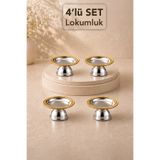 Meleni Home 4'lü Başak Desenli Gold Sunumluk - Kahve Yanı İkramlık Çikolata Lokum Kasesi