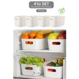 Meleni Home 4'lü Buzdolabı Dolap Içi Düzenleyici Organizer Saklama Kabı Beyaz 4 x 4 Litre