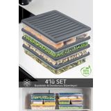 Meleni Home 4'lü Buzdolabı Düzenleyici Difriz-Mikrodalga Uyumlu Saklama Kabı Antrasit 4 x 2400 ml