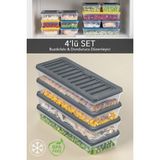 Meleni Home 4'lü Buzdolabı Organizer Saklama Kabı Antrasit 4 x 1170 ml BPA İçermeyen Ergonomik Tasarım