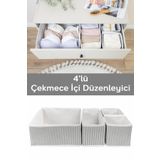 Meleni Home 4'lü Çekmece İçi Düzenleyici Organizer Set - Çok Amaçlı Dolap İçi Kutu Seti Saklama Kutusu