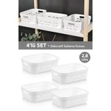 Meleni Home 4'lü Delikli Dekoratif Piramit Saklama Kutusu - Dolap Düzenleyici Çok Amaçlı Organizer 2,8 Lt Beyaz