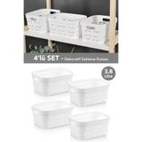 Meleni Home 4'lü Delikli Dekoratif Piramit Saklama Kutusu - Dolap İçi Düzenleyici Organizer Kutu 3,8 Lt Beyaz