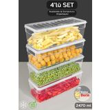 Meleni Home 4'lü Derin Mikrodalga Uyumlu Erzak Gıda Saklama Kabı - Şeffaf Kapak Düzenleyici Organizer Set 2470ml