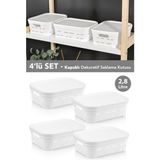 Meleni Home 4'lü Kapaklı Delikli Dekoratif Piramit Saklama Kutusu - Dolap İçi Düzenleyici Organizer 8,2 Lt Beyaz