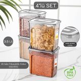 Meleni Home 4'lü Kapaklı Erzak Saklama Kabı 3,5 Lt Şeffaf Tasarım ile Mutfak Düzeni Sağlar