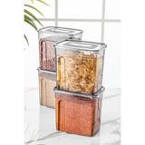 Meleni Home 4'lü Lena Etiketli Kapaklı Erzak Saklama Kabı - Bakliyat Kabı Kavanoz 4x3,5 Lt