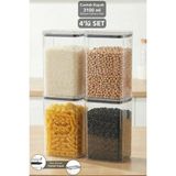 Meleni Home 4'lü Pure Dikdörtgen Saklama Kabı - Contalı Hava Almaz Şeffaf Mika Un Erzak Bakliyat Kabı 3100ML - Beyaz