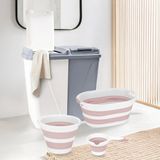 Meleni Home 4'lü Set 90 Lt Bölmeli Kirli Çamaşır Sepeti Katlanabilir Pembe Plastik