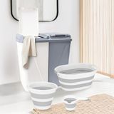 Meleni Home 4'lü Set - 90 Lt İki Bölmeli Kirli Çamaşır Sepeti Katlanabilir Plastik Gri