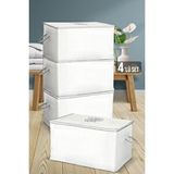 Meleni Home 4'lü Set Mega Boy Yorgan Hurcu - Sandık Tipi Yastık Yorgan Saklama Hurcu 75 X 45 X 45 Cm Gri