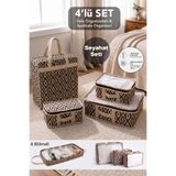 Meleni Home 4'lü Seyahat Organizer Set - Ayakkabı Hurcu Bavul Valiz İçi Düzenleyici Seyahat Hurcu Bej