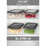 Meleni Home 4'lü Trendy Buzdolabı Düzenleyici - Mikrodalga ve Difrize Uygun Organizer Saklama Difriz Kabı 2700ML - 2,7 lt - Şeffaf