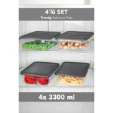 Meleni Home 4'lü Trendy Buzdolabı Düzenleyici - Mikrodalga ve Difrize Uygun Organizer Saklama Difriz Kabı 3300ml