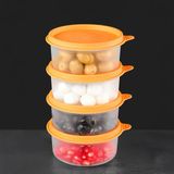Meleni Home 4'lü Yuvarlak Gıda Saklama Kabı Seti - Organizer Düzenleyici Erzak Kabı 4X250ML Turuncu