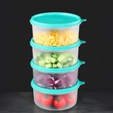 Meleni Home 4'lü Yuvarlak Gıda Saklama Kabı Seti - Organizer Düzenleyici Erzak Kabı 4X600ML Yeşil
