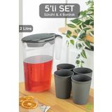 Meleni Home 5 Parça Sürahi-Bardak Seti , 5'li Piknik,Kamp Seti, Sürahi Bardak Seti
