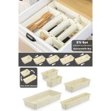 Meleni Home 5'li Ayarlanabilir Kaşıklık Seti - Uzayabilen Çekmece İçi Modüler Düzenleyici Mutfak Organizer Bej