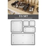 Meleni Home 5'Li Çekmece Içi Organizer - Kozmetik Takı Makyaj Organizeri Dolap Içi Düzenleyici - Antrasit