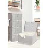 Meleni Home 5'li Set Kapaklı Çok Amaçlı Hurç Saklama Kutusu Organizer Maxi 50 x 40 x 30 cm Gri