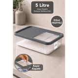 Meleni Home 5Lt Deterjan Saklama Kutusu - Sürgülü Kapak Banyo Organizer Toz Tablet Deterjan Kabı Antrasit
