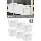 Meleni Home 6 Adet Dekoratif Piramit Saklama Kutusu - Dolap İçi Düzenleyici Çok Amaçlı Organizer 5 Litre Beyaz