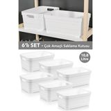 Meleni Home 6 Adet Dekoratif Piramit Saklama Kutusu - Dolap Içi Düzenleyici Organizer Kutu 10,8 Litre Beyaz