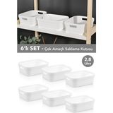 Meleni Home 6 Adet Dekoratif Piramit Saklama Kutusu - Dolap Içi Düzenleyici Organizer Kutu 2,8 Litre Beyaz