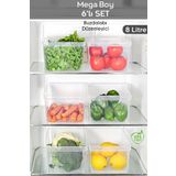 Meleni Home 6 Adet Dolap Içi Buzdolabı Düzenleyici - Buzdolabı Meyve Sebze Saklama Kabı Organizer Sepet 8 Litre