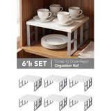 Meleni Home 6 Adet Dolap Içi Organizer Raf - Mutfak Banyo Deterjanlık Çok Amaçlı Tezgah Üstü Düzenleyici Beyaz - 30 x 30 cm