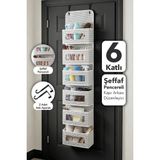 Meleni Home 6 Katlı Kapı Arkası Organizer - Çok Amaçlı Mutfak Banyo Dolap Içi Düzenleyici 30X12X128 cm Çizgili - Gri