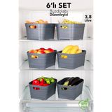 Meleni Home 6'lı 3800 ml Buzdolabı Düzenleyici - Mutfak Banyo Dekoratif Dolap Içi Çok Amaçlı Organizer Antrasit - 3,8 lt