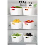 Meleni Home 6'lı 3800 ml Buzdolabı Düzenleyici - Mutfak Banyo Dekoratif Dolap İçi Çok Amaçlı Organizer Beyaz