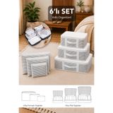 Meleni Home 6'lı Bavul İçi Organizer Set - Çizgili Seyahat Hurcu Valiz Düzenleyici Çanta Organizeri Gri