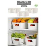 Meleni Home 6'lı Buzdolabı Dolap Içi Düzenleyici Organizer Saklama Kabı Beyaz 6 x 4 Litre