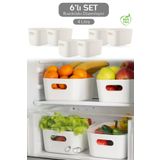 Meleni Home 6'lı Buzdolabı Dolap Içi Düzenleyici Organizer Saklama Kabı Beyaz 6 x 4 Litre