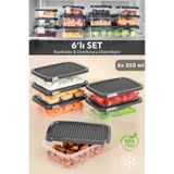 Meleni Home 6'lı Buzdolabı Organizer Lunch Box Difrize Uygun Düzenleyici Saklama Kabı Antrasit 350ml
