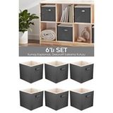 Meleni Home 6'lı Çizgili Dolap İçi Organizer - Kıyafet Oyuncak Saklama Raf Düzenleyici Sepet 30x30x30 Cm Beyaz